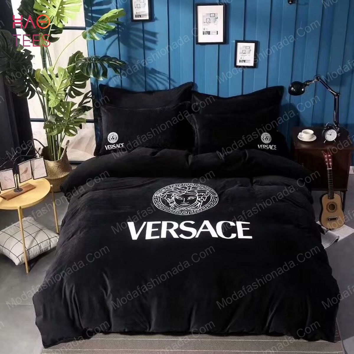 Luxury Versace Black Logo Brands Bedding Set