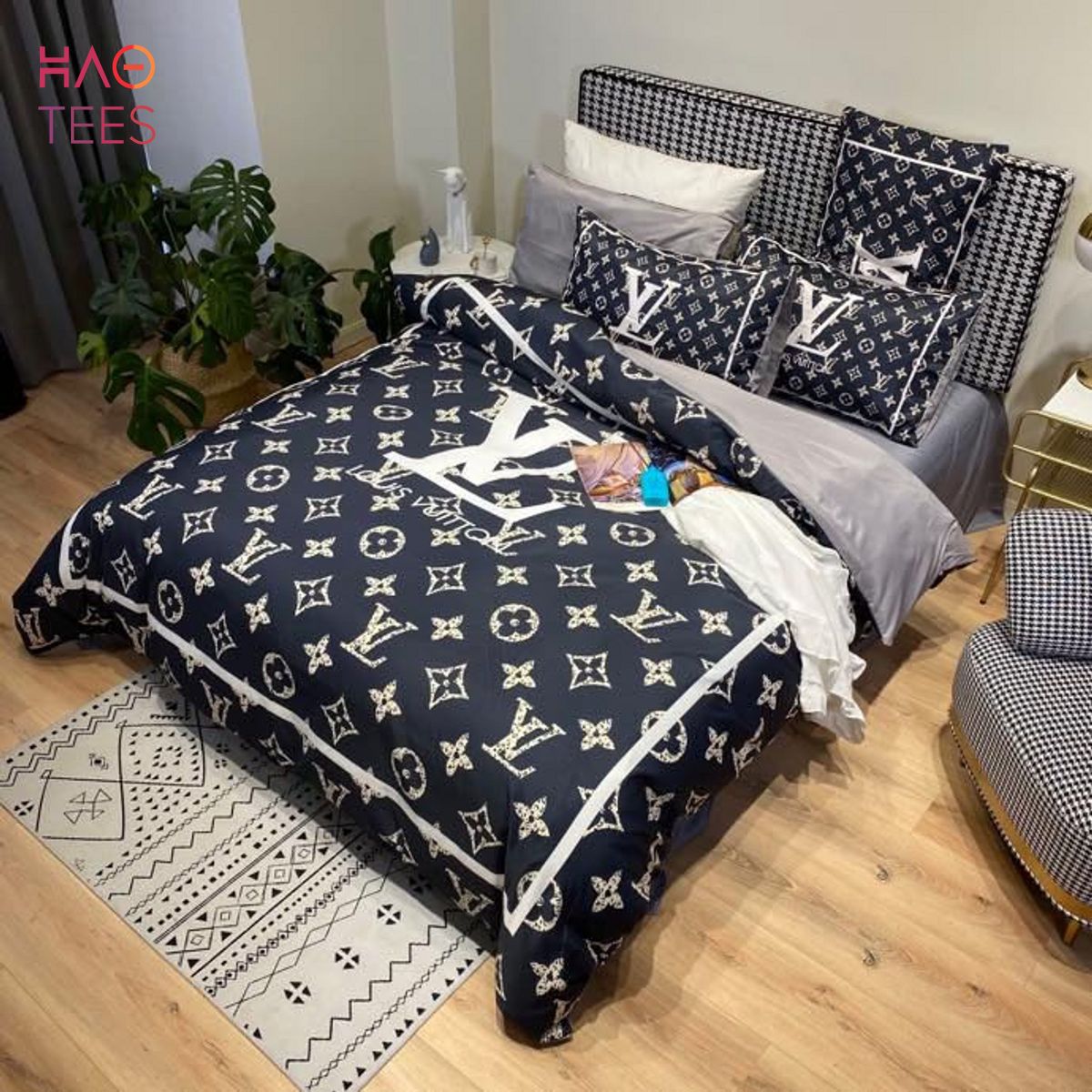 LV Navy Leopard Bedding Set Luxury Store