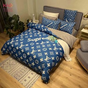 Limited Edition Louis Vuitton Supreme Blue Bear Luxury Bedding Set