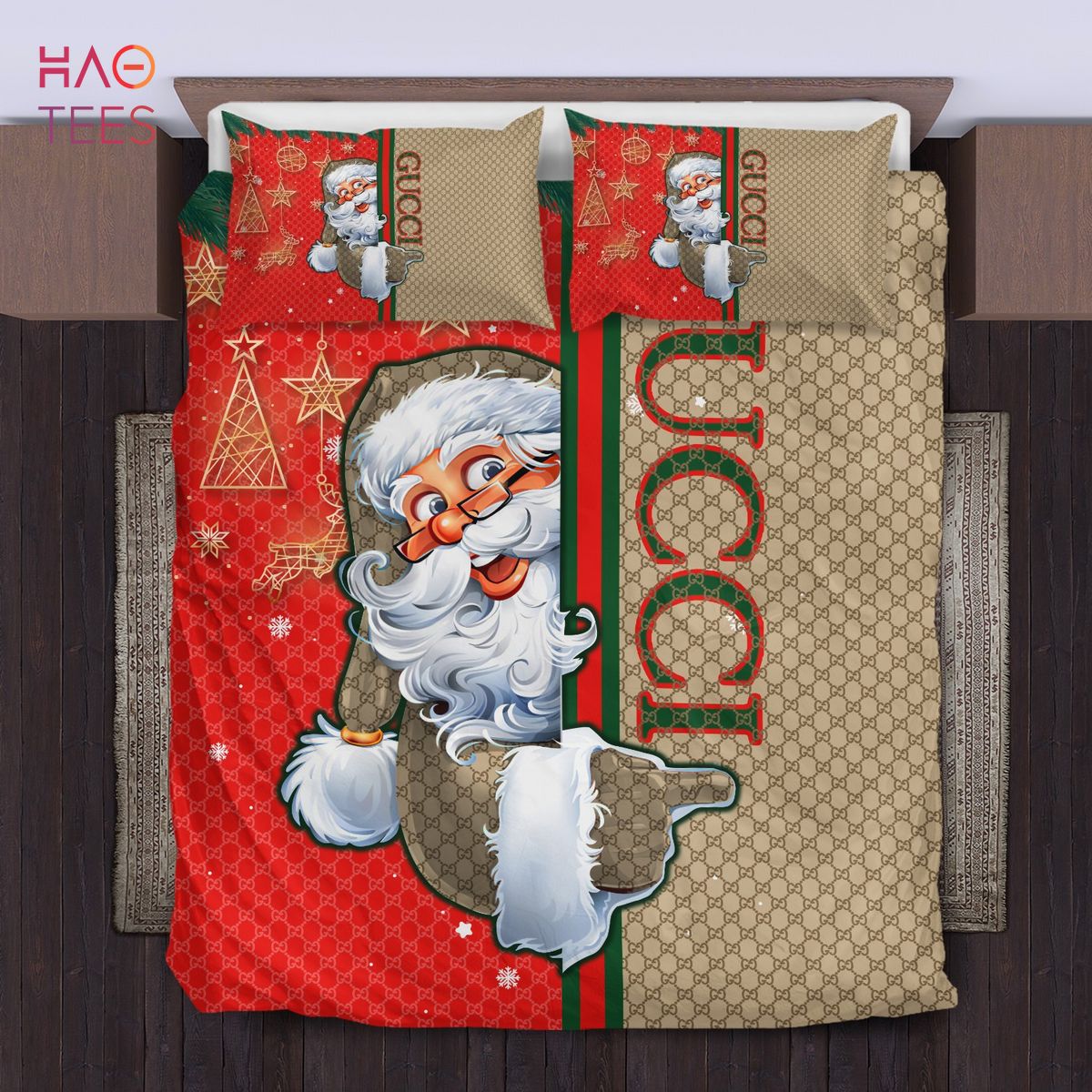 Santa Claus Gucci Pattern Bedding Sets Luxury Store