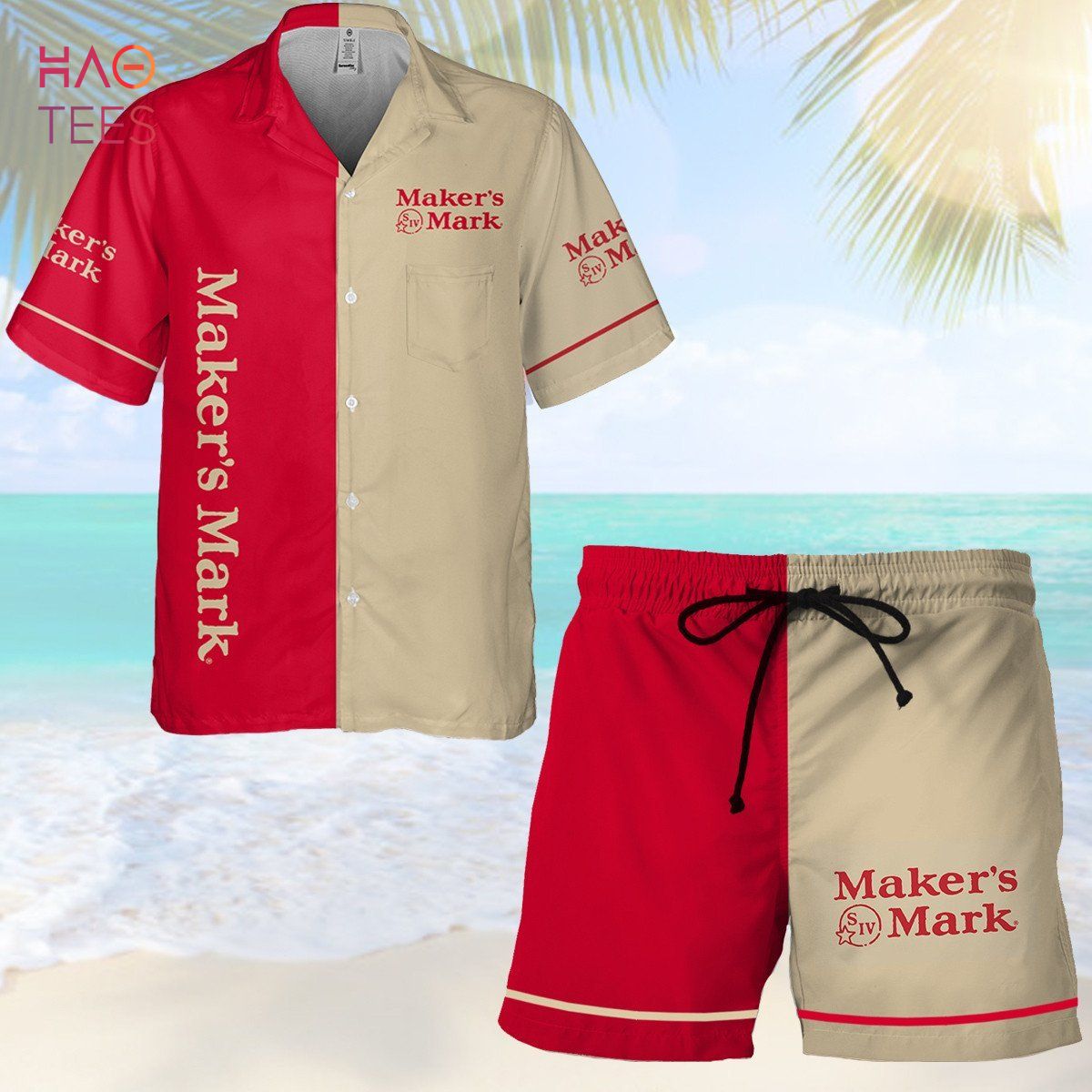 Maker's Mark All Over Print 3D Combo Hawaiian Shirt & Beach Shorts Maker's Mark All Over Print 3D Combo Hawaiian Shirt & Beach Shorts