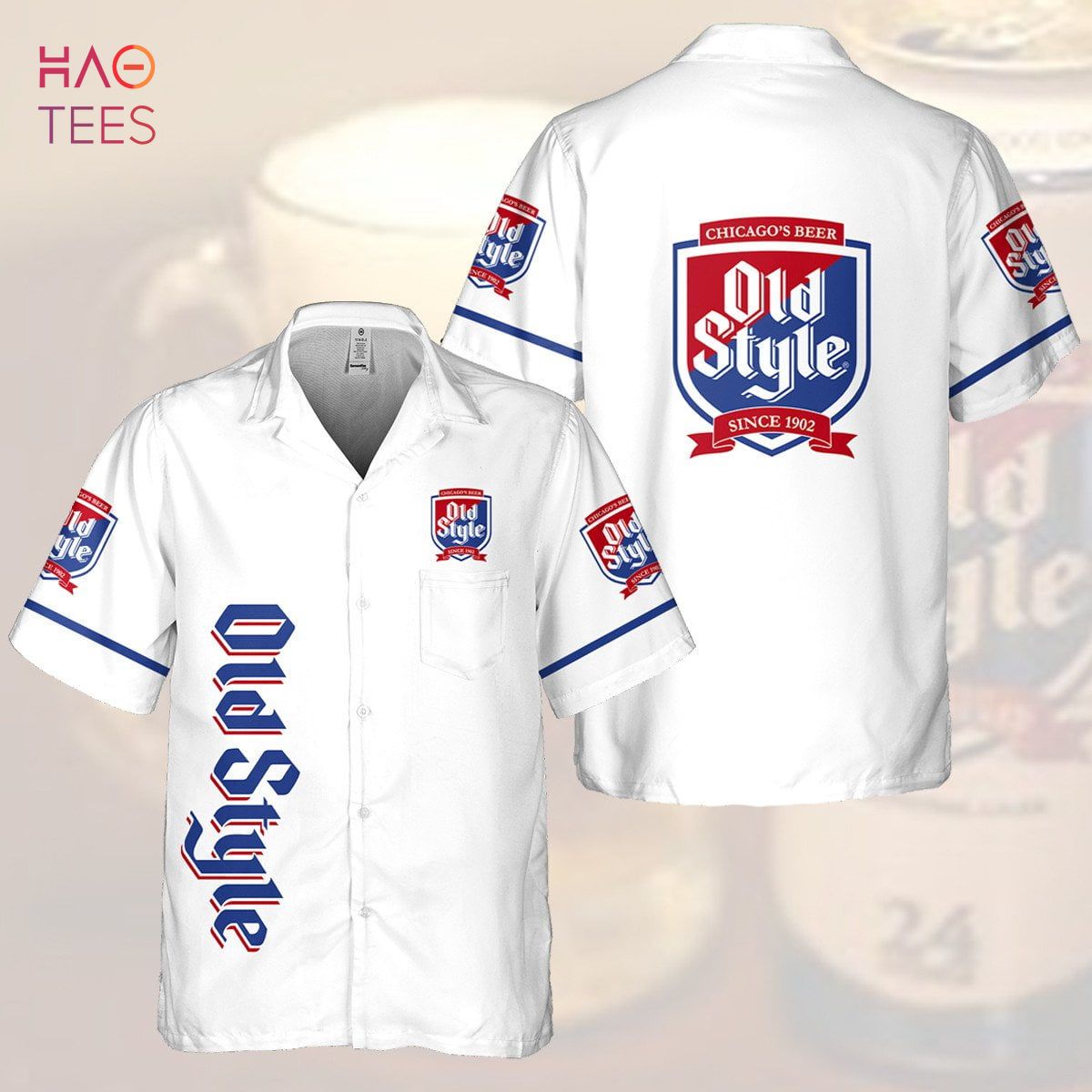 Old Style Chicago's Beers All Over Print 3D Hawaiian Shirt Old Style Chicago's Beers All Over Print 3D Hawaiian Shirt