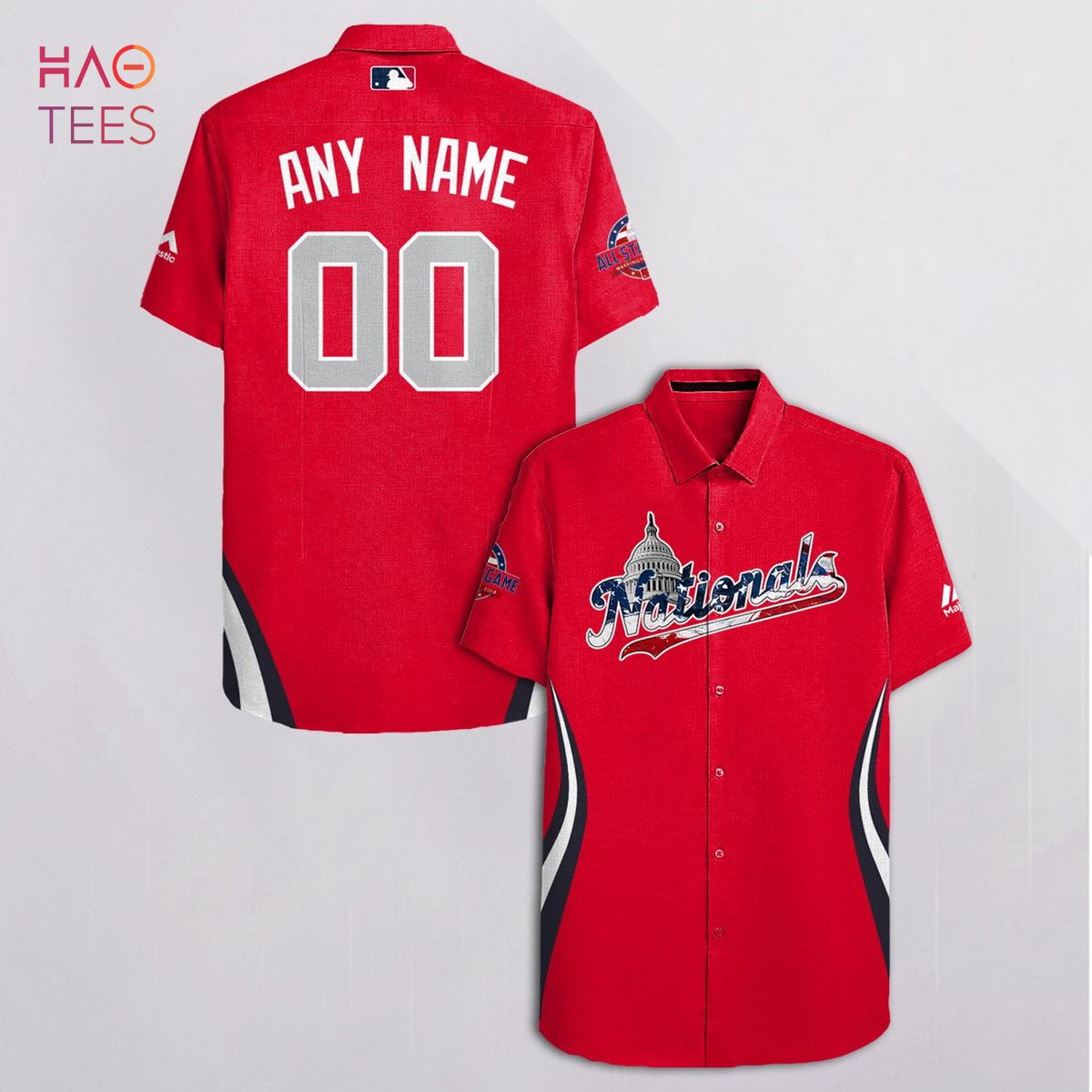 Washington Nationals MLB Custom Name All Over Print Hawaiian Shirt