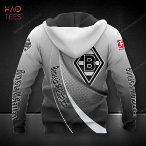 NEW Borussia Monchengladbach Grey White 3D Hoodie Limited