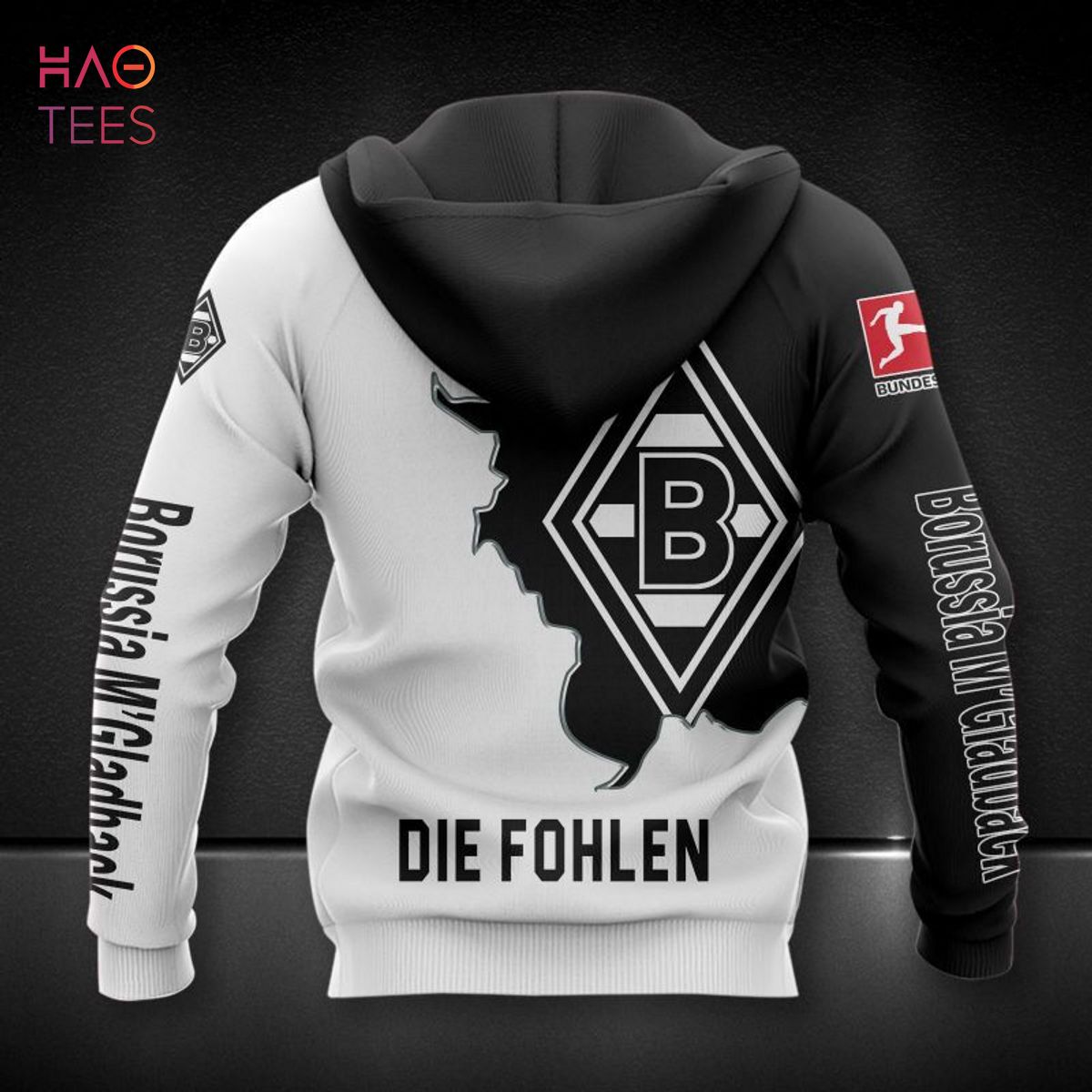 NEW Borussia Monchengladbach White Black 3D Hoodie Limited Edition