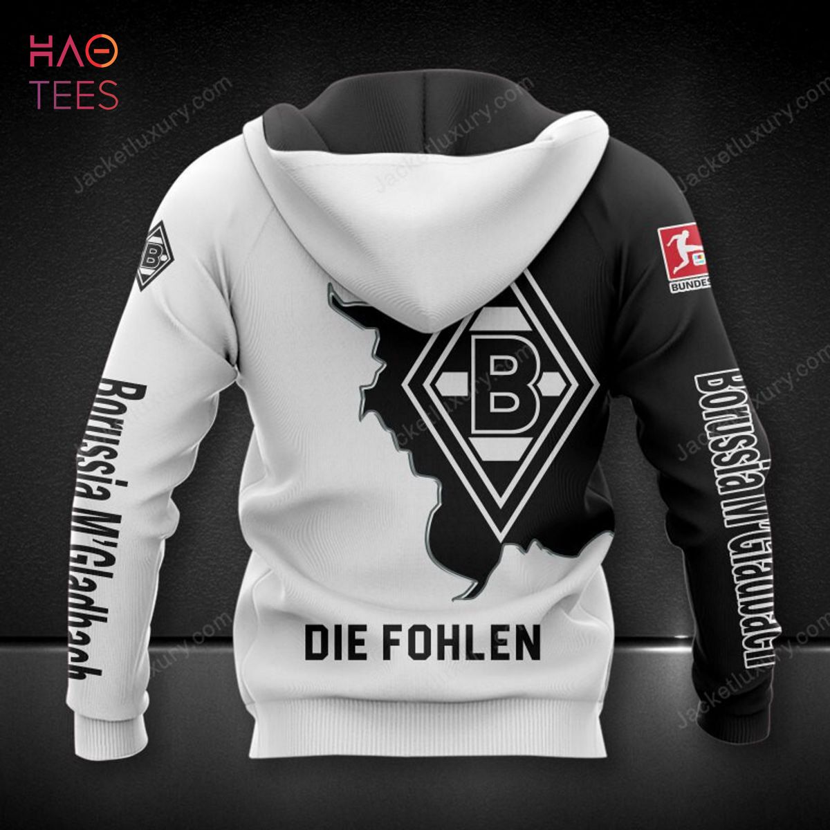 NEW Borussia Monchengladbach White Black 3D Hoodie Pod Design
