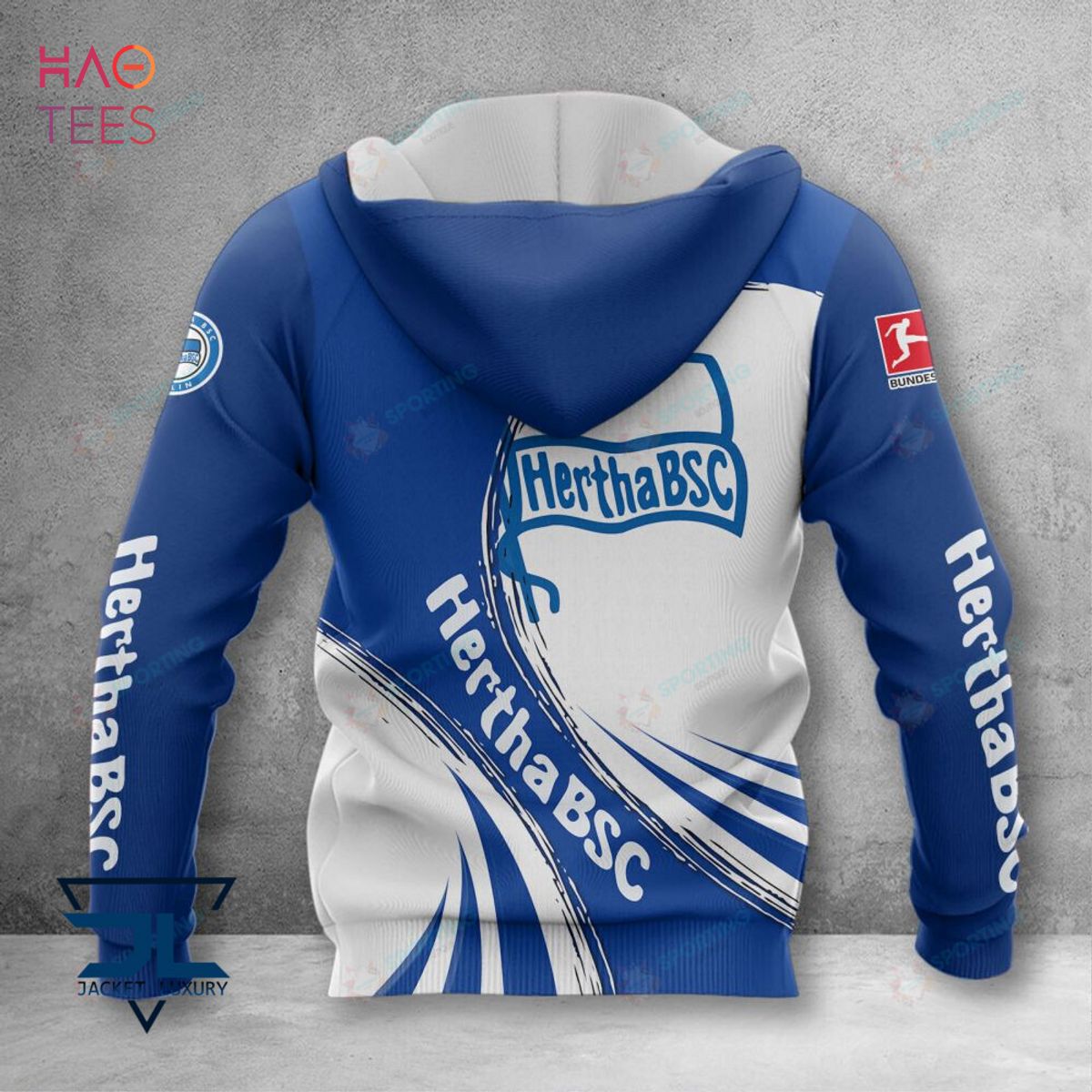 NEW Hertha BSC White Blue 3D Hoodie Pod Design