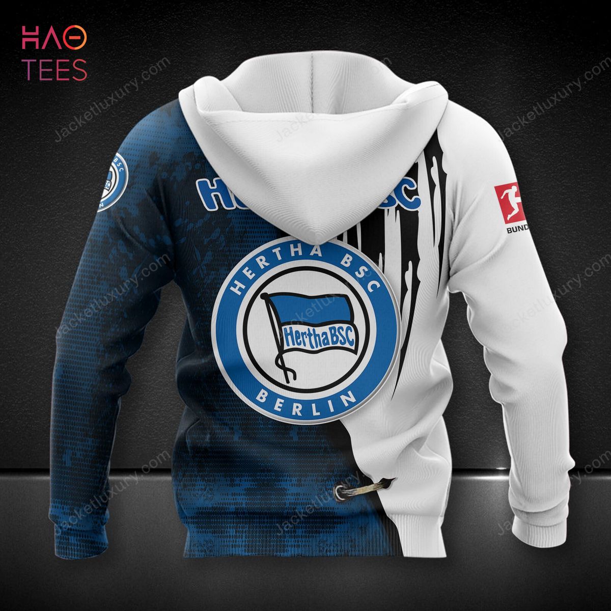 NEW Hertha BSC White Blue Black 3D Hoodie Limited Edition