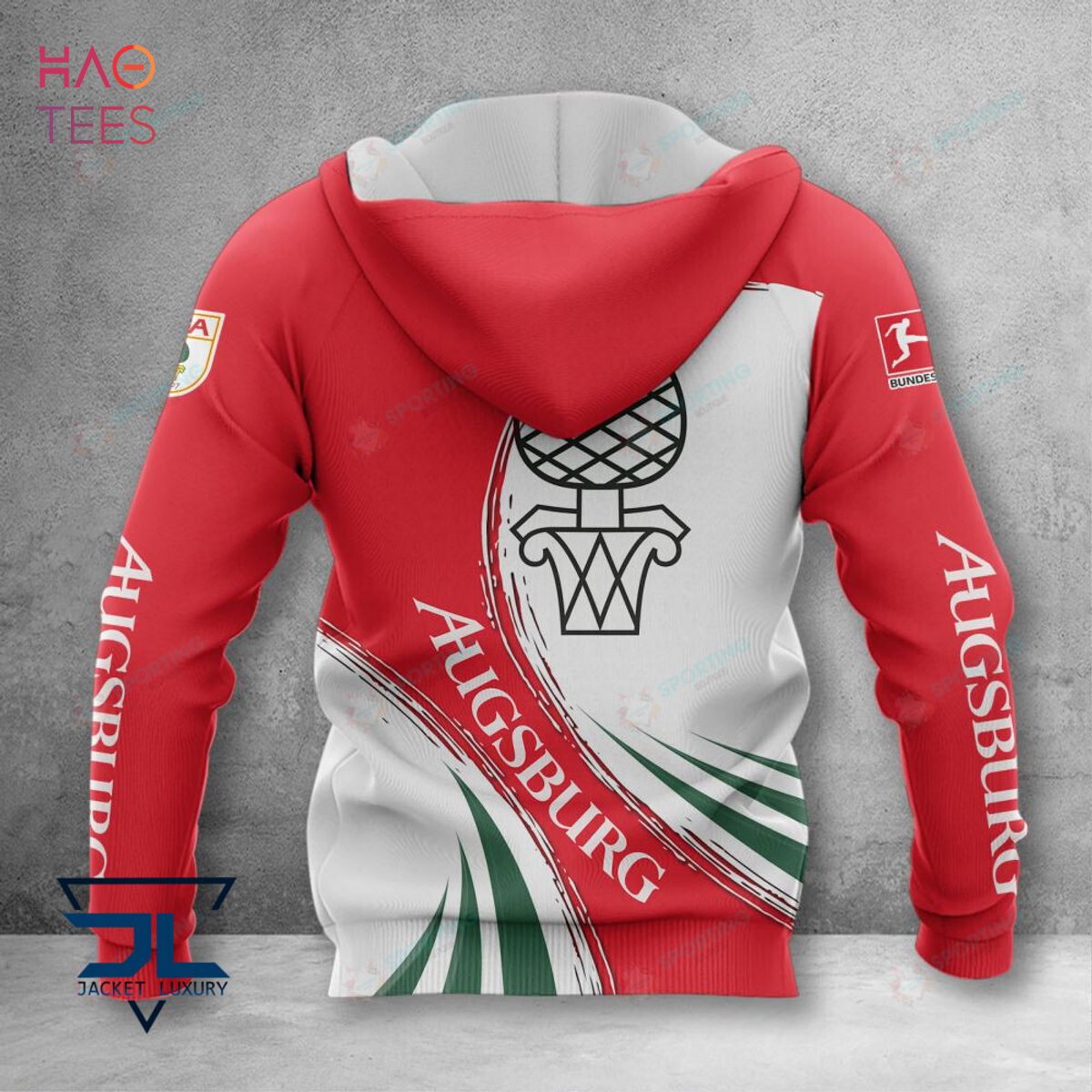 [Available] FC Augsburg Red White Green 3D Hoodie Limited