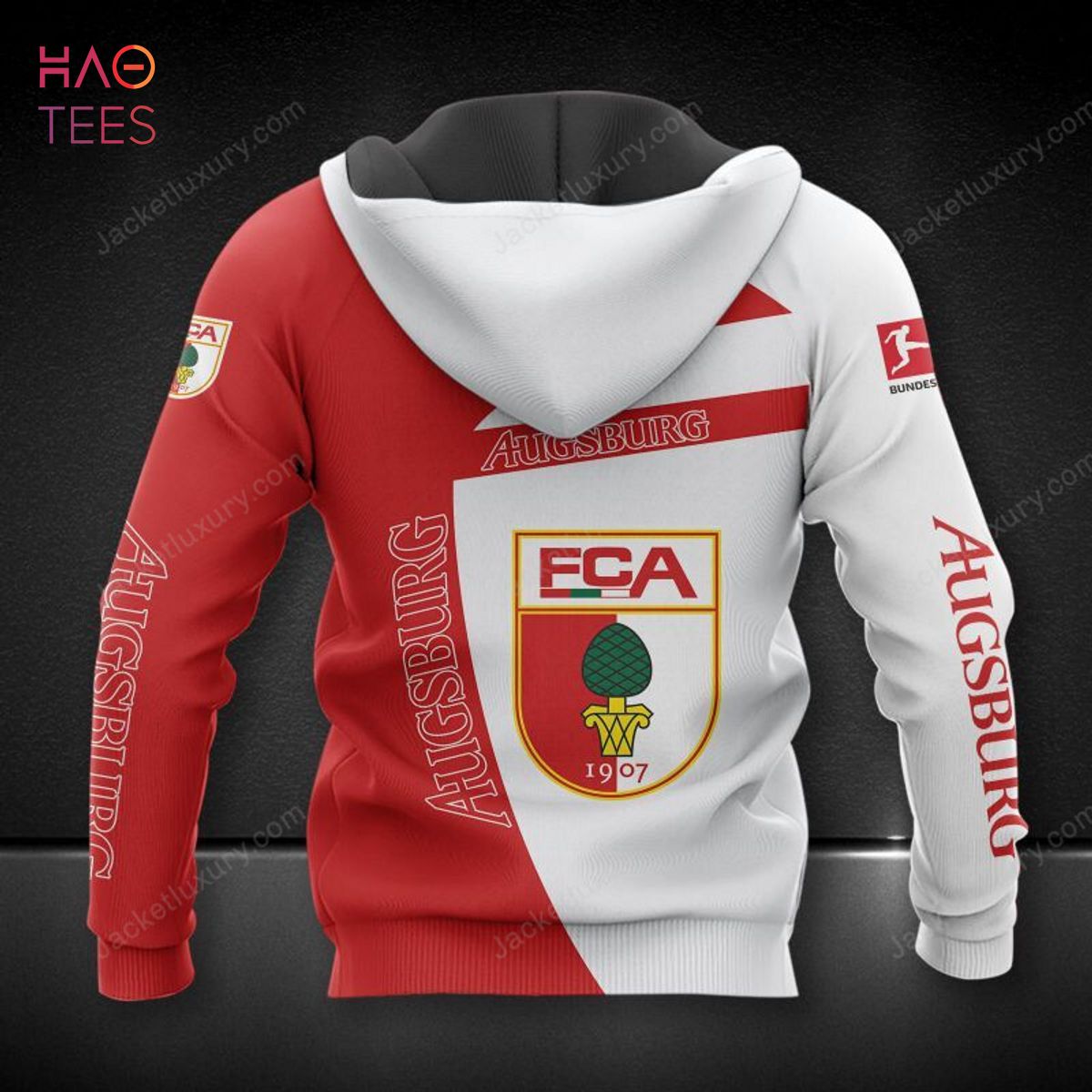 [Available] FC Augsburg White Red 3D Hoodie pod Design