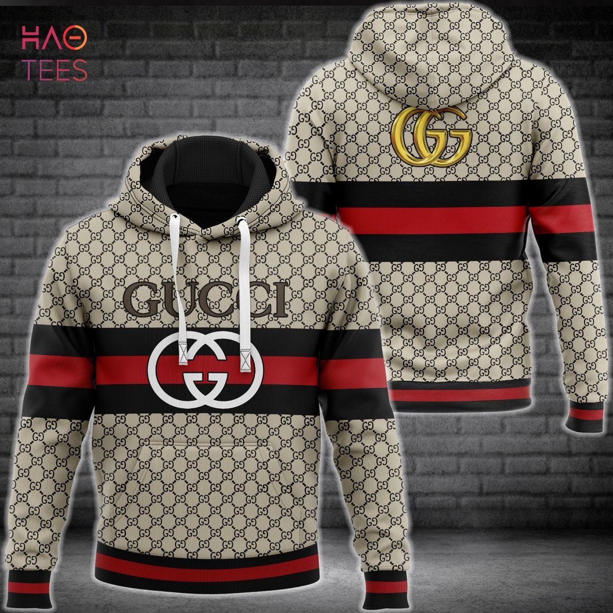Gucci Luxury Red Black Hoodie Limited Edition