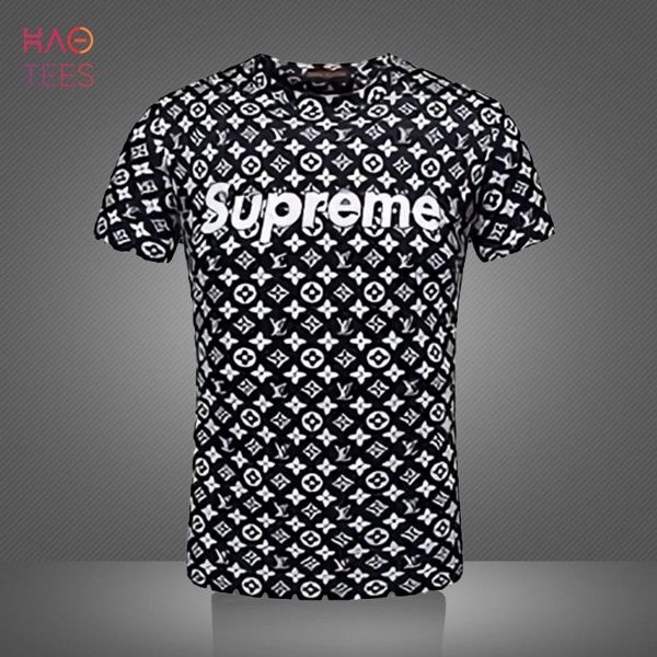 Louis Vuitton Supreme White Pattern Black Hawaiian Shirt, Short