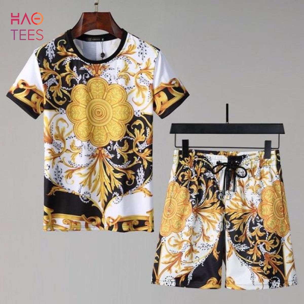 NEW Versace Black Gold Hawaiian Shirt & Beach Shorts - Limotees