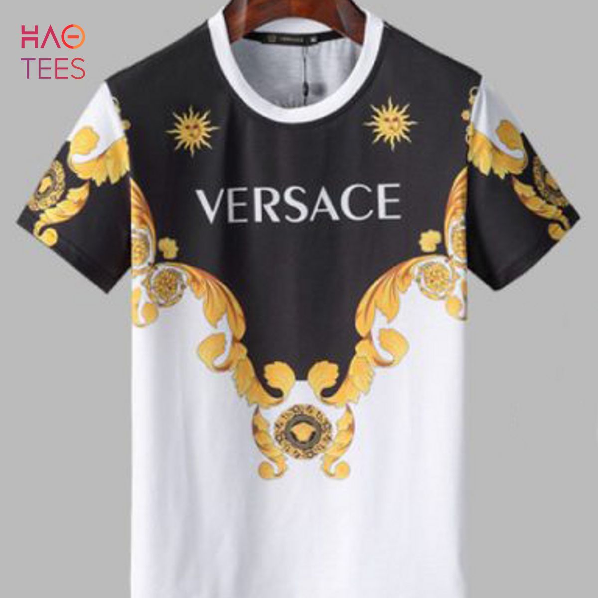 Designer Style T-Shirt Herren Shirt Verso Gold Weiß Schwarz Mode Streetwear