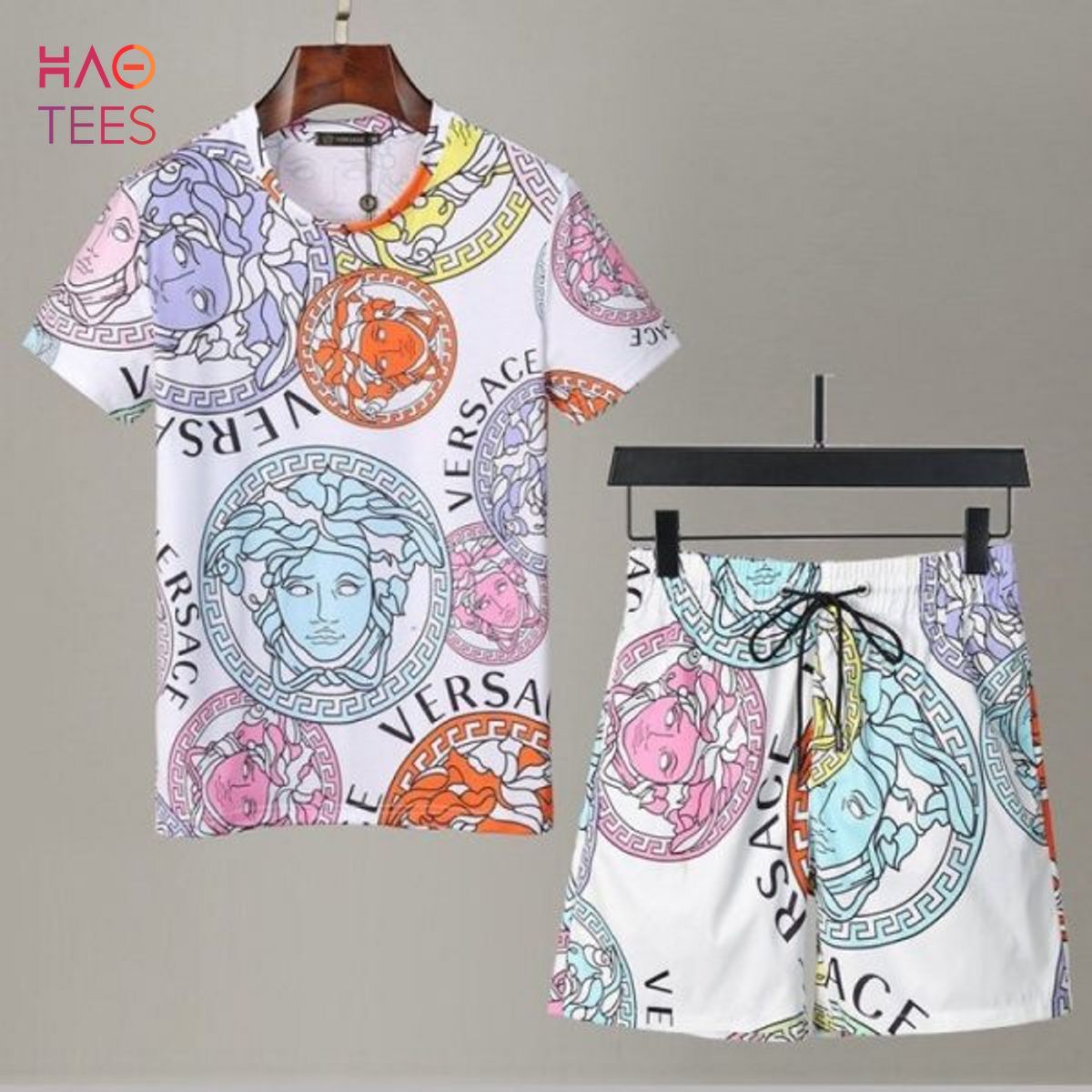 Versace White Limited T-shirts And Beach Shorts