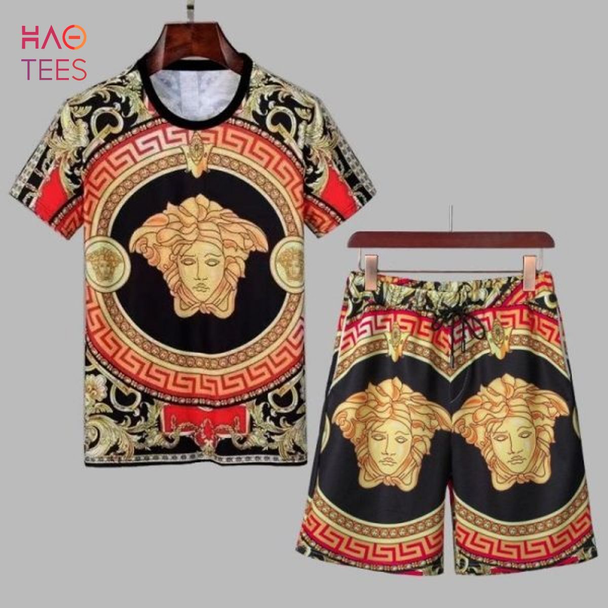 [THE BEST] Versace Gold Black New Version Limited T-shirts And Beach Shorts