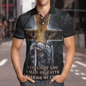 A Child Of God A Man Of Faith A Warrior Of Christ Polo Shirt Black