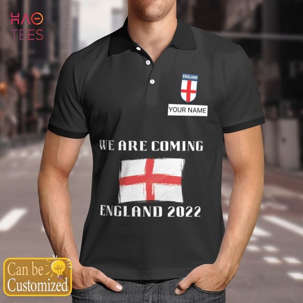 England Team Football World Cup 2022 Polo Shirt Black
