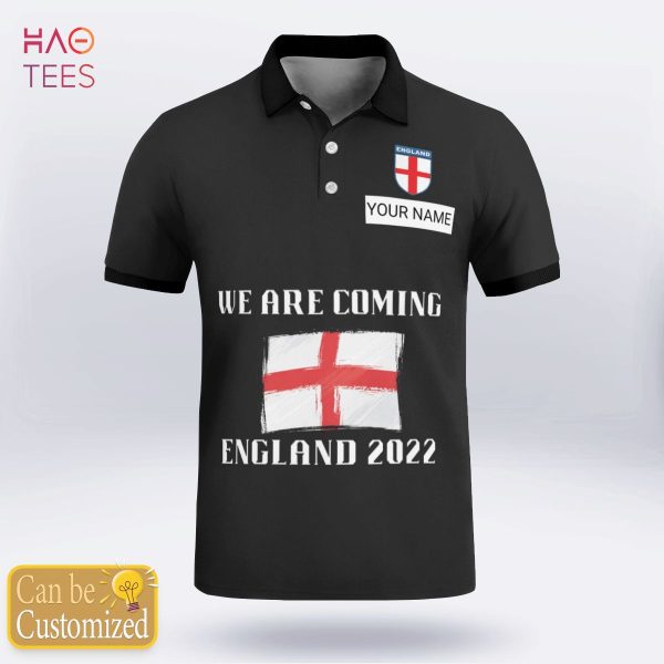 England Team Football World Cup 2022 Polo Shirt Black