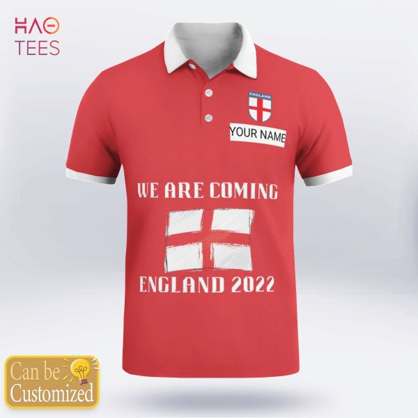 England Team Football World Cup 2022 Polo Shirt Black