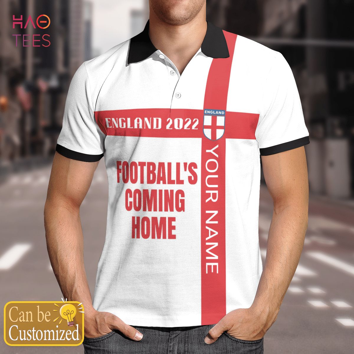 England Team Worldcup 2022 Polo Shirt Black England Team Worldcup 2022 Polo Shirt Black