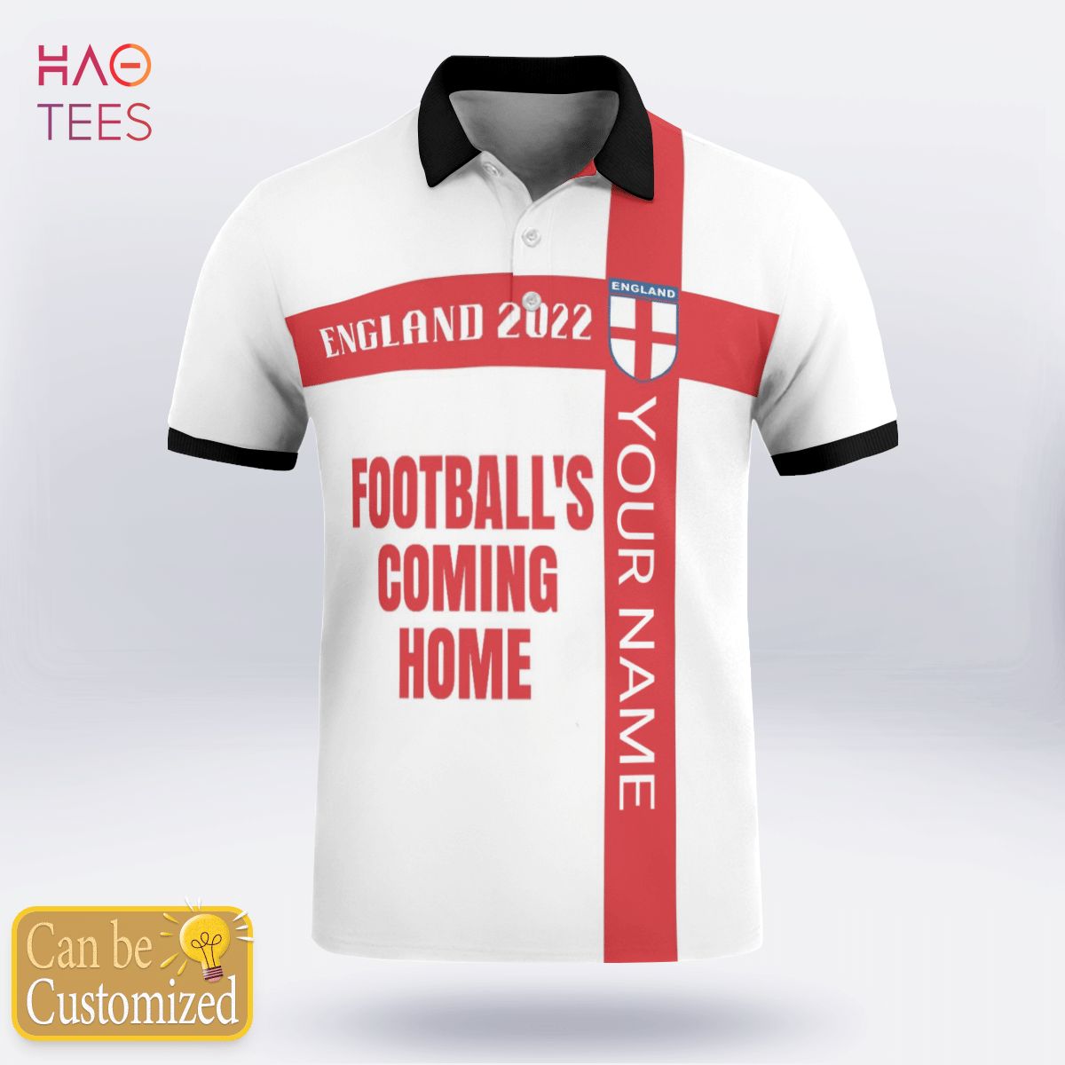 England Team Worldcup 2022 Polo Shirt Black England Team Worldcup 2022 Polo Shirt Black