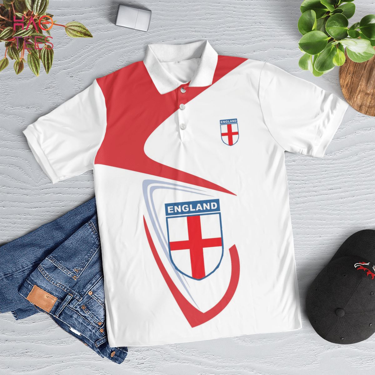 England Worldcup 2022 Polo Shirt Black England Worldcup 2022 Polo Shirt Black