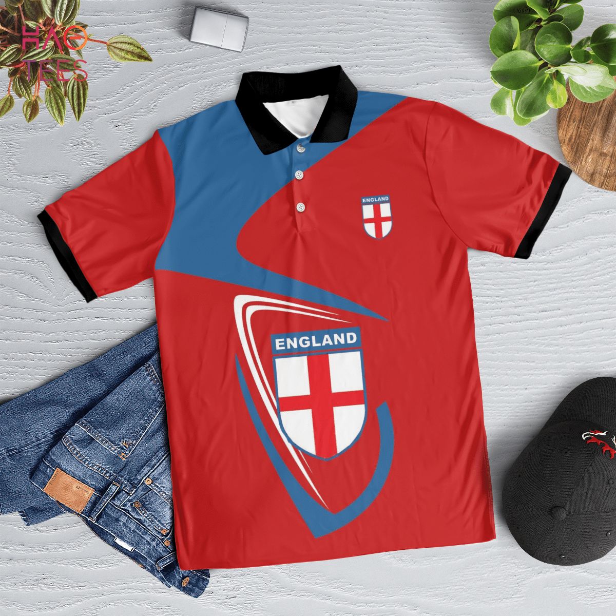 England Worldcup 2022 Polo Shirt Black England Worldcup 2022 Polo Shirt Black