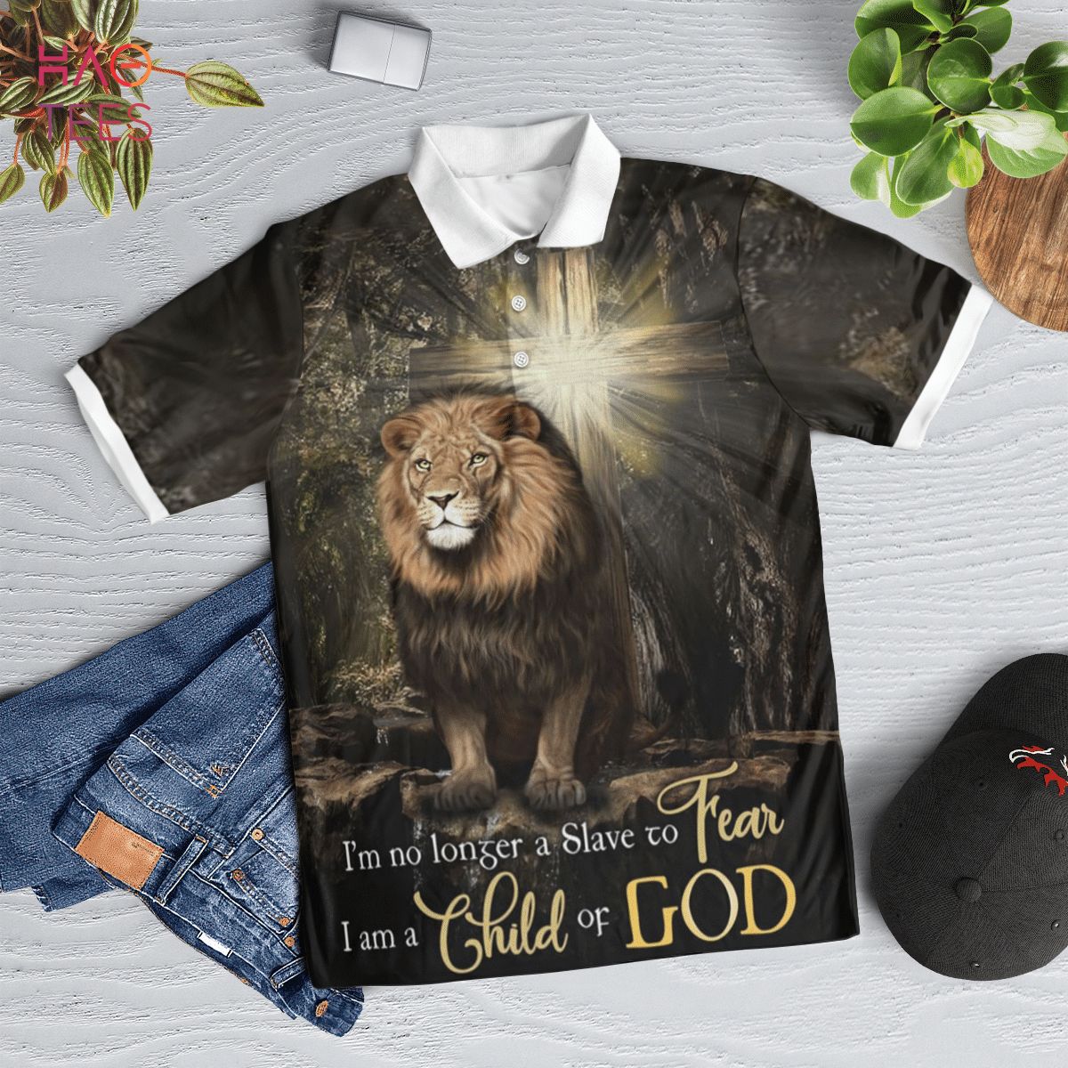I'M No Longer A Slave To Fear Polo Shirt Black I'M No Longer A Slave To Fear Polo Shirt Black