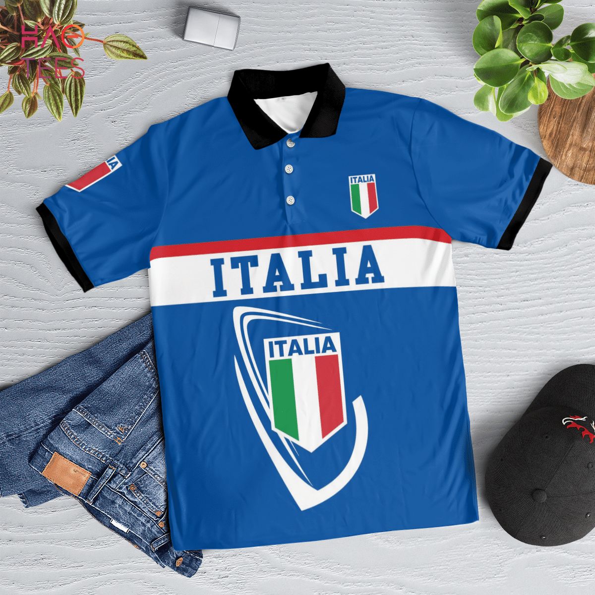 Italia In My Heart Polo Shirt Black Italia In My Heart Polo Shirt Black