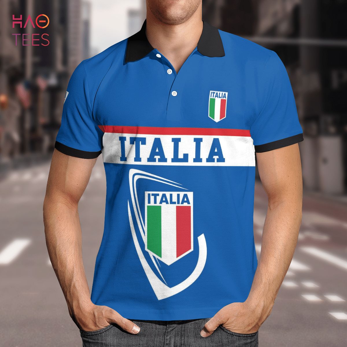 Italia In My Heart Polo Shirt Black Italia In My Heart Polo Shirt Black