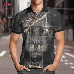 Jesus Lion I Can Do All Things Polo Shirt Black