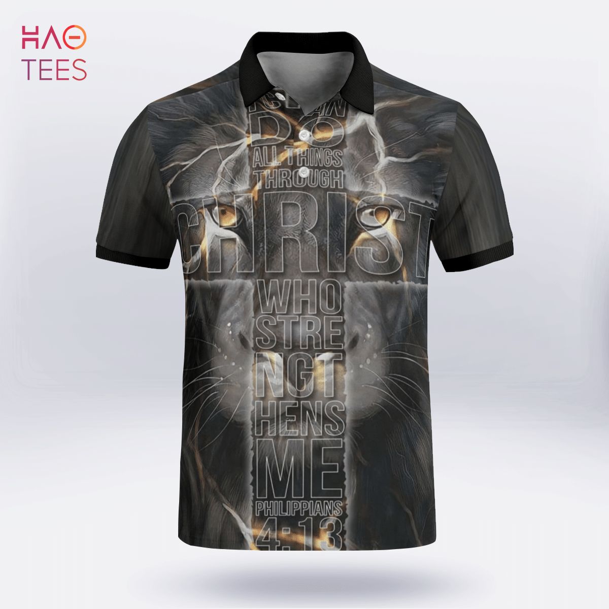 Jesus Lion I Can Do All Things Polo Shirt Black Jesus Lion I Can Do All Things Polo Shirt Black