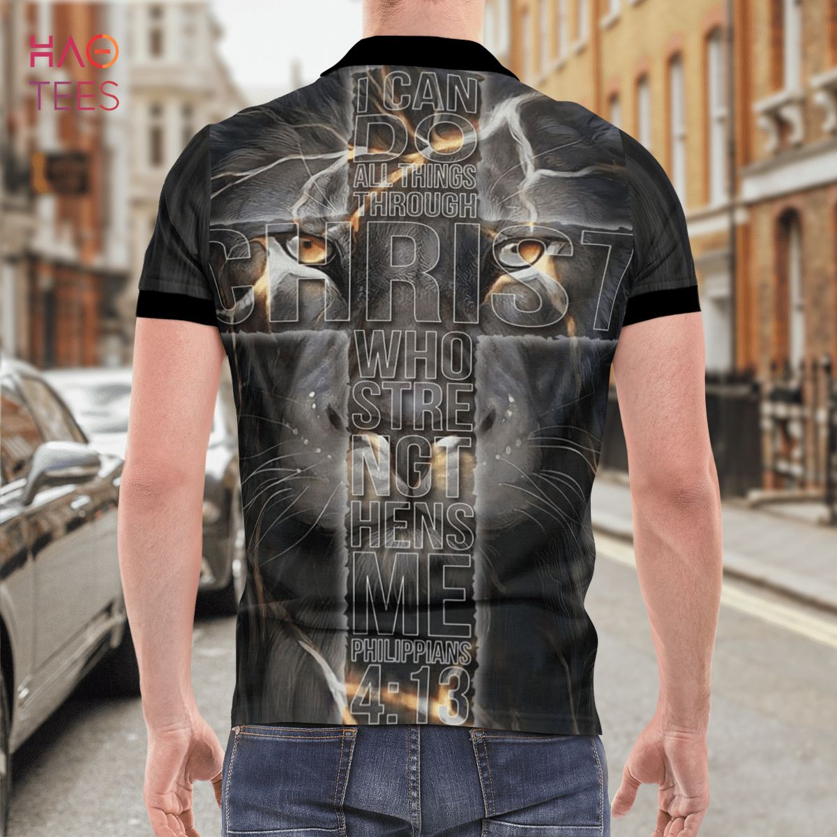 Jesus Lion I Can Do All Things Polo Shirt Black Jesus Lion I Can Do All Things Polo Shirt Black