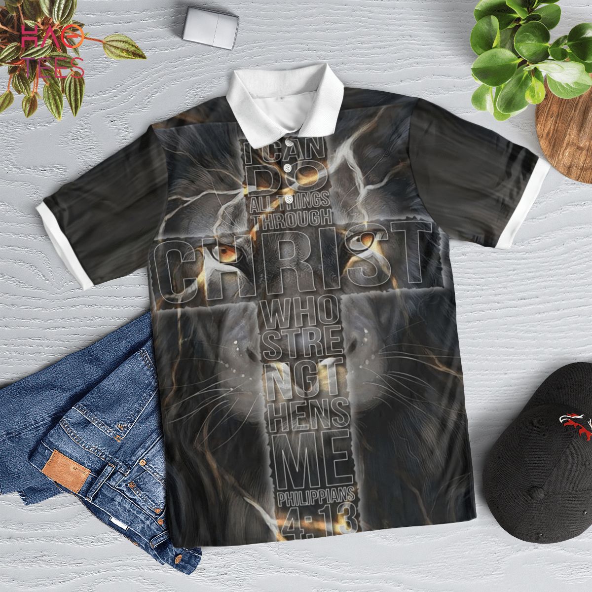 Jesus Lion I Can Do All Things Polo Shirt Black Jesus Lion I Can Do All Things Polo Shirt Black