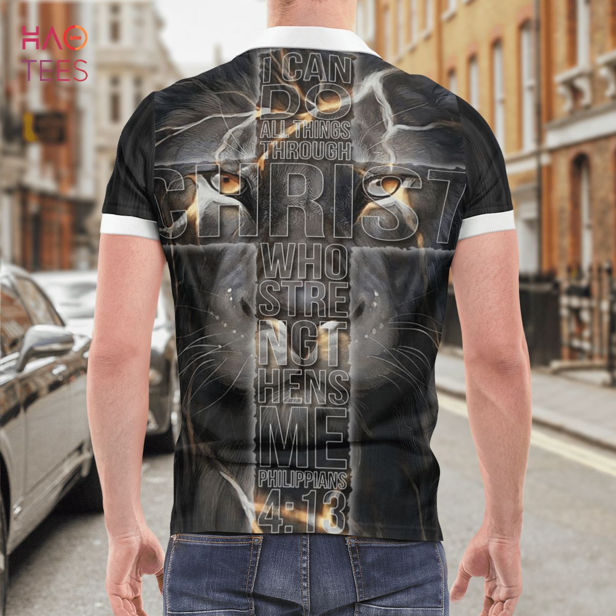 Jesus Lion I Can Do All Things Polo Shirt Black Jesus Lion I Can Do All Things Polo Shirt Black