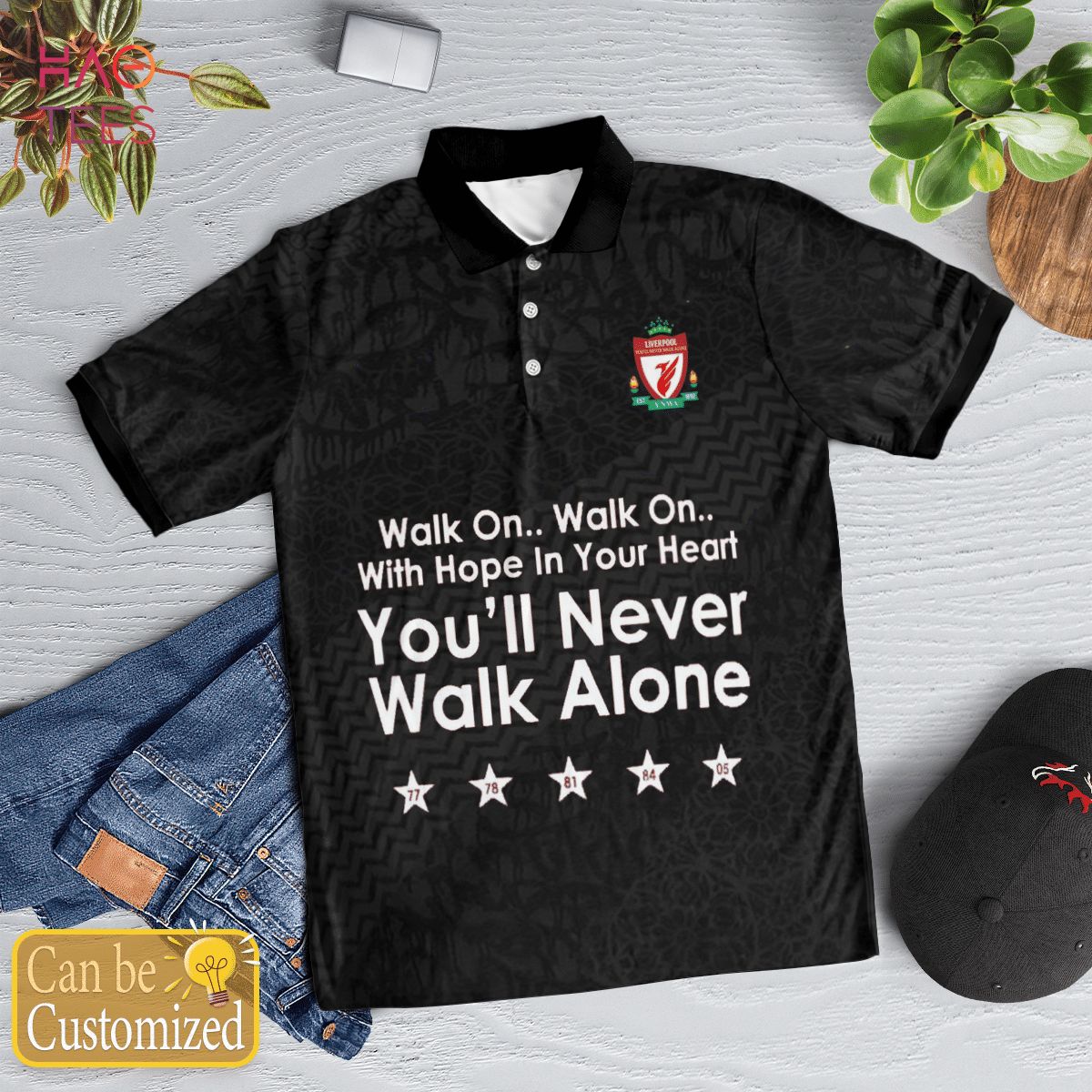 Liverpool Never Walk Alone Polo Shirt Black