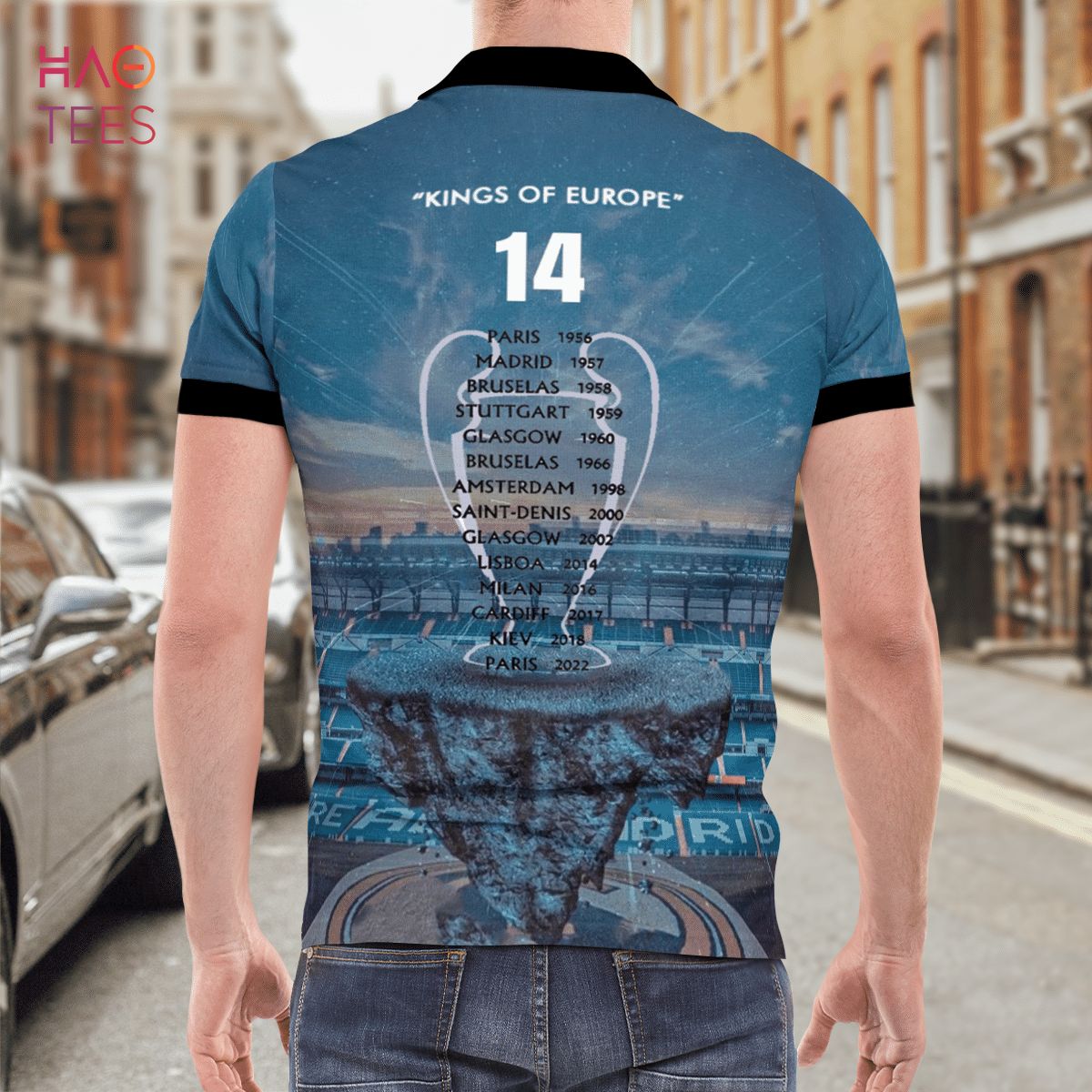 Real Madrid Is King Of Europe 2022 Polo Shirt White Real Madrid Is King Of Europe 2022 Polo Shirt White