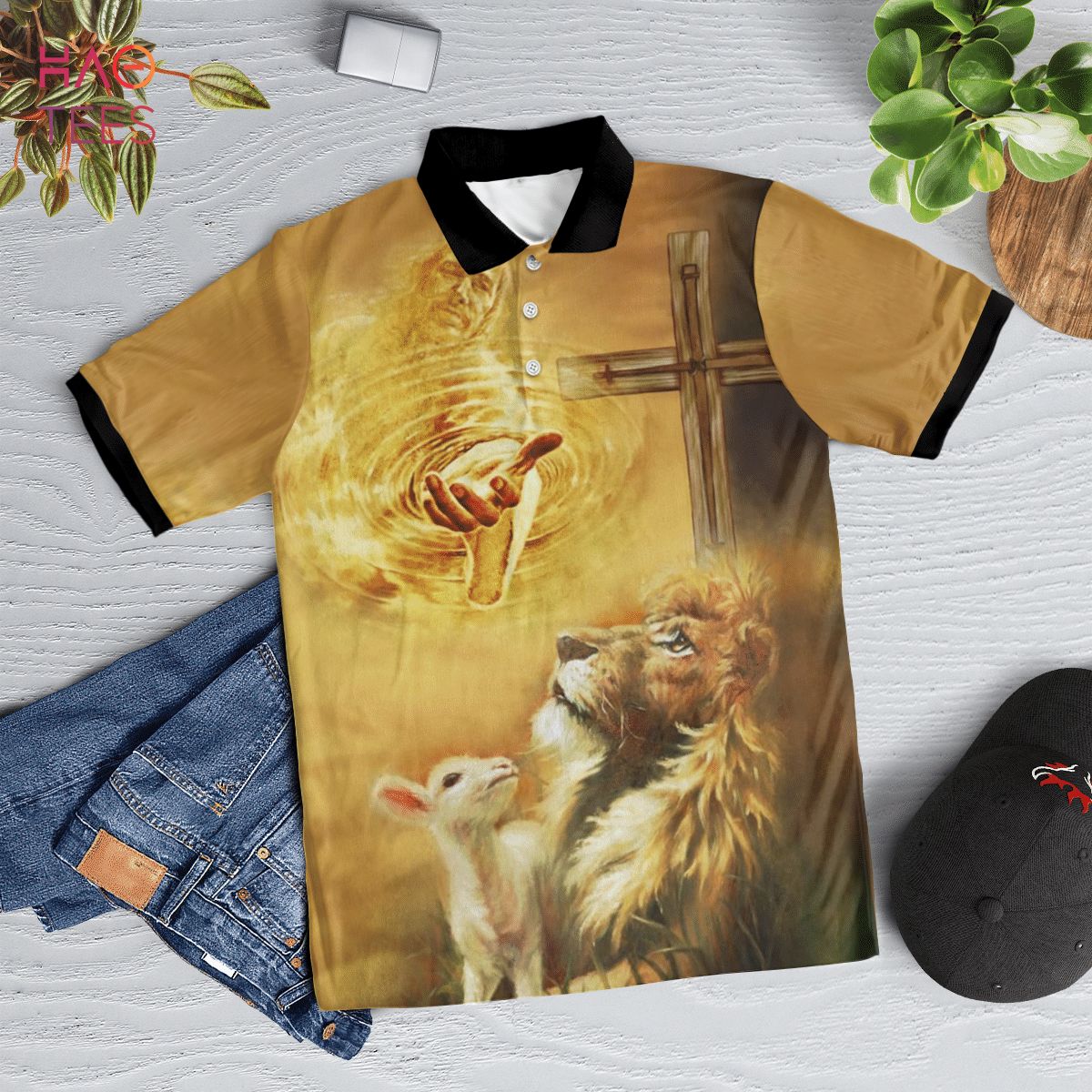 The Lion Love Of God Polo Shirt Black The Lion Love Of God Polo Shirt Black
