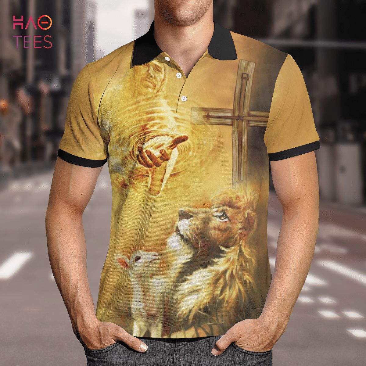 The Lion Love Of God Polo Shirt Black The Lion Love Of God Polo Shirt Black