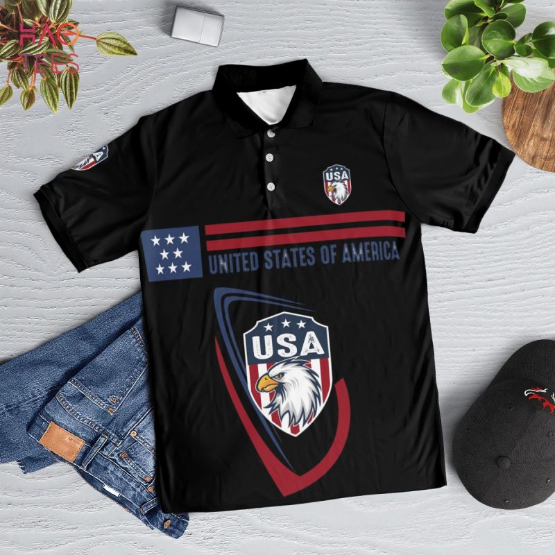 United State American Polo Shirt Black