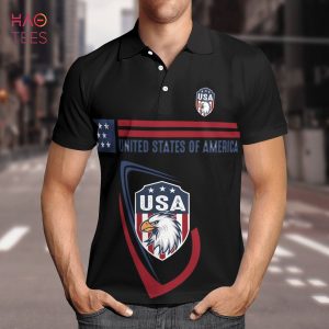 United State American Polo Shirt Black