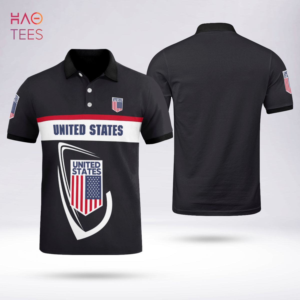United State Love Forever Polo Shirt Black