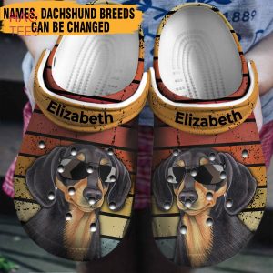 Dachshund Vintage Personalized Clogs Shoes, Clogs Shoes For Dachshund Lovers