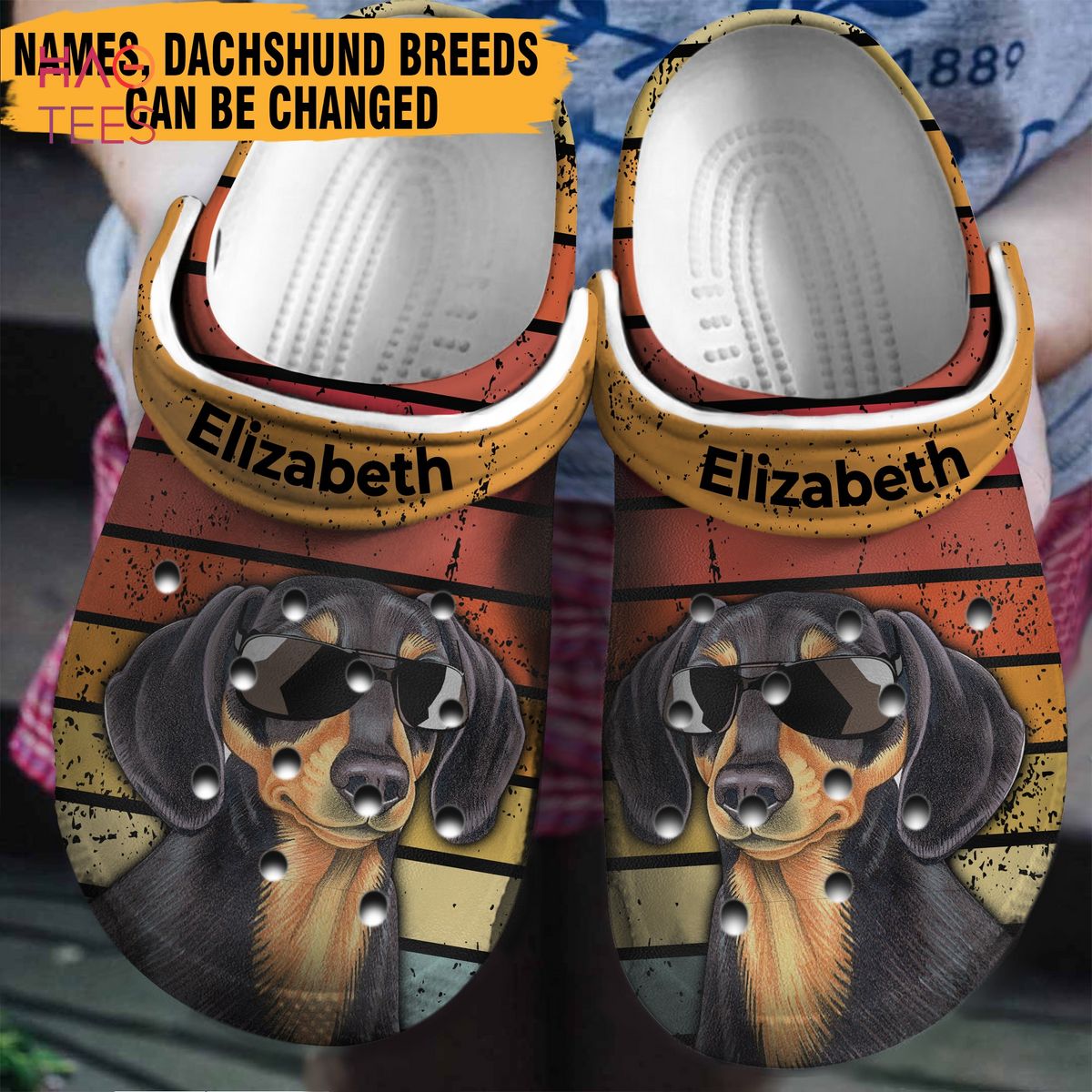 Dachshund Vintage Personalized Clogs Shoes, Clogs Shoes For Dachshund Lovers Dachshund Vintage Personalized Clogs Shoes, Clogs Shoes For Dachshund Lovers