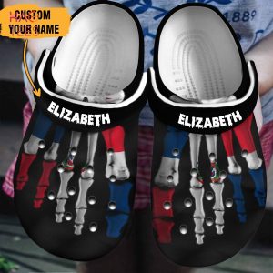 Dominican Foot Bones Personalized Clogs Shoes For Halloween, Dominica Clogs Shoes
