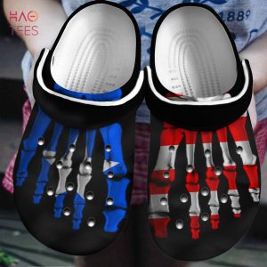Puerto Rican Foot Bones Personalized Clogs Shoes For Halloween, Puerto Rico Clogs Shoes