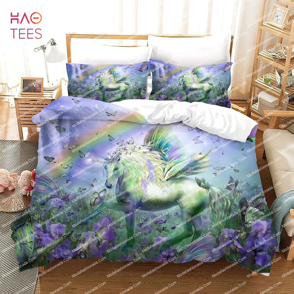 Floral Unicorn Green Fantasy Glittery Horse Bedding Sets Floral Unicorn Green Fantasy Glittery Horse Bedding Sets