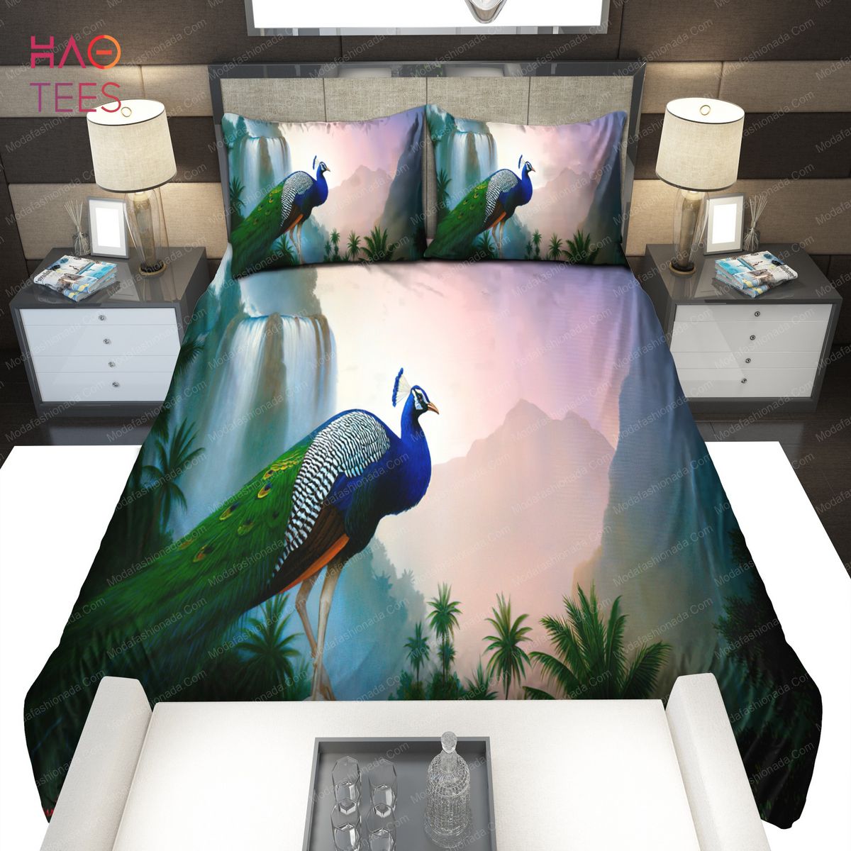 Landscape Peacock Paintings Bedding Sets
