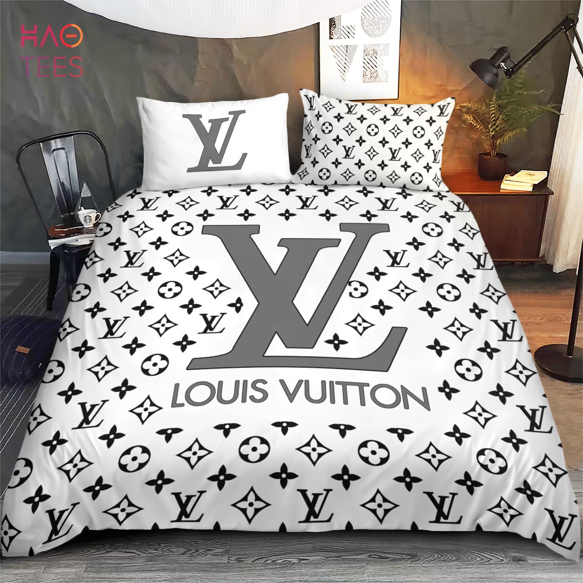 AVAILABLE LV Balck White Luxury Brand Bedding Sets POD Design Luxury Store